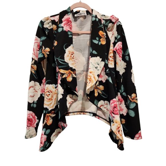 Draped front Floral Cardigan - Picture 1 of 3